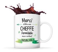 Mug Merci Cheffe Inoubliable | Tasse Idée Cadeau Collègue Travail Retraite