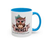 Mug Merci Chouette - Tasse Céramique Cadeau Remerciement - Idée Cadeau Originale Collègue Maîtresse Amie : Couleur - Light Blue, ...
