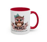 Mug Merci Chouette - Tasse Céramique Cadeau Remerciement - Idée Cadeau Originale Collègue Maîtresse Amie : Couleur - Red, Taille ...