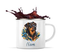 Mug Métal Émaillé Berger de Beauce : Aquarelle florale | Tasse de Camping 300 ml Recto Verso Passe au Lave-Vaisselle | Randonnée Bivouac Bureau | Cadeau Propriétaire Chien Homme Femme Anniversaire