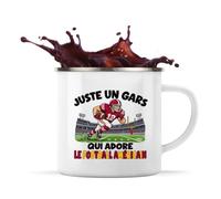 Mug Métal Émaillé Juste un gars qui adore le football américain | Tasse de Camping 300 ml Recto Verso Passe au Lave-Vaisselle | Randonnée Bivouac Bureau | Cadeau Joueur Homme Femme Anniversaire