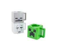 Minecraft Tasses à empiler Officiellement licencié, Lot de 3 tasses Creeper, Squelette & Ghast, Cadeau pour fans de, 250ml