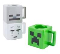 Minecraft Tasses à empiler Officiellement licencié, Lot de 3 tasses Creeper, Squelette & Ghast, Cadeau pour fans de, 250ml