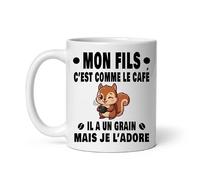 Mug mon fils écureuil c'est comme le café il a un grain mais je l'adore Tasse papa fête des pères