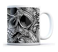 Mug noir blanc tête de mort fleurs - Crânes en sucre gothique, motard, tasse de cuisine, cadeau d'anniversaire ou de bureau #8806