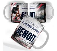 Mug Personnalisé CrossFit Homme avec Prénom, Décor 360° - Cadeau Homme | Athlète à la barre, rig et kettlebells tout autour, prénom en grand, céramique 330 ml, lave-vaisselle et micro-ondes