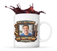 Mug Photo Personnalisé - Voici à Quoi Ressemble un Serrurier d'Exception | Tasse en Céramique 330 ml Recto Verso Passe au Lave-Vaisselle avec Votre Photo, Café Thé Bureau Maison
