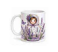 Mug Poupée Russe Lavande de Provence 350 ml Céramique Fond Blanc