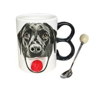 Mug pour Amoureux des Chiens Chien Noir La Langue Tirée Récipients À | Tasse En Céramique Pour Dortoir Cafétéria Salle De Pause Travail Cuisine Maison Brunch Thé De