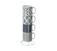 Mug - SECRET DE GOURMET - Set de 4 en porcelaine - Rack en métal - 26 esign contemporain