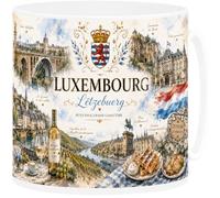 Mug Souvenir Luxembourg - Grand-Duché, Vieille Ville, Casemates - Tasse Céramique 330 ml Design Aquarelle Drapeau - Cadeau Voyage, Souvenir Luxembourgeois - Imprimé en France - EveryMug