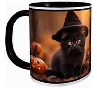 MUG Tasse à café - HALLOWEEN CHAT NOIR CITROUILLE 2529 Noir G