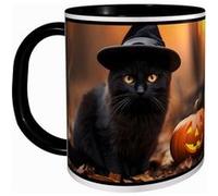 MUG Tasse à café - HALLOWEEN CHAT NOIR CITROUILLE 2531 Noir G