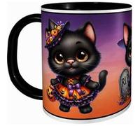MUG Tasse à café - HALLOWEEN PETIT CHAT NOIR MIGNON 2766 Noir G