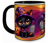 MUG Tasse à café - HALLOWEEN PETIT CHAT NOIR MIGNON 2768 Noir G