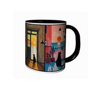 MUG Tasse à café - MUG ARTISTIQUE PEINTURE COULEUR CHAT NOIR 4461
