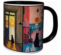 MUG Tasse à café - MUG ARTISTIQUE PEINTURE COULEUR CHAT NOIR 4461 Noir
