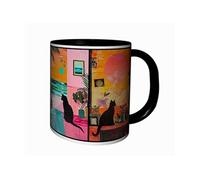 MUG Tasse à café - MUG ARTISTIQUE PEINTURE COULEUR CHAT NOIR 4462