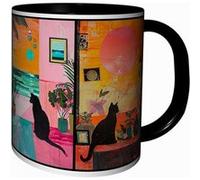 MUG Tasse à café - MUG ARTISTIQUE PEINTURE COULEUR CHAT NOIR 4462 Noir