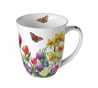 Ambiente Tasse Porzellan Jumbotasse Kaffee/Teetasse 400 ml Frühling Blumen Schmetterlinge Serie spring feeling