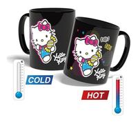 Konix – Mug thermoréactif Hello Kitty – 320 ml – Motif bonbons – Noir