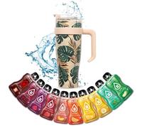 Mug Tropical Beige Isotherme avec Paille et Poignée | Gourde XXL en Inox + 10 sticks Boisson BOLERO Saveurs Classiques Sans Sucre