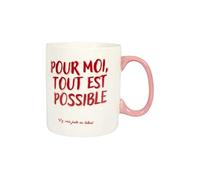 Mug XXL 70 n céramique blanc et rose avec message esprit Girl Power - - ALTOBUY Blanc