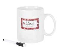 Mug XXL 80 n céramique blanc avec message "Merci pour cette année" et feutre effaçable - - ALTOBUY Blanc