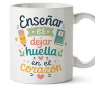 Mugffins mug enseignant avec texte Enseñar es dejar huella en el corazón en Espagnol | cadeau professeur école | idée remerciement | Infantil v3