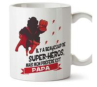 Mugffins Papa Tasse/Mug - Il y a Beaucoup de Super-héros - Tasse Originale/Idee Fête des Pères/Cadeau Anniversaire/Future Papa. Céramique 350 ML