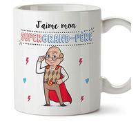 Mugffins Papi Tasse/Mug - J'aime Mon Super Grand-Père - Tasse Originale/Idee Fête des Pères/Cadeau Anniversaire/Future Papi. Céramique 350 ML