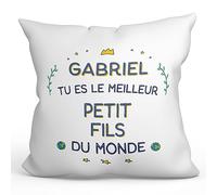 Mugffins Personnalisable: Coussins/Oreillers avec Rembourrage pour Petit-Fils - 40x40 cm - en Français - Cadeau Personnalisable- Meilleur du Monde