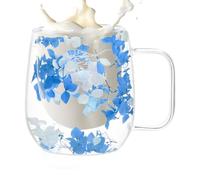 Mugs en verre double paroi Mugs de Thé Isolés avec des Fleurs Séchées | Gobelet isolant transparent, mugs à thé isothermes double couche avec poignée 250 millilitres Pour thé, lait, latte et
