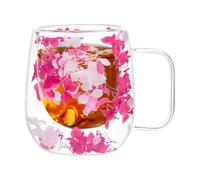 Mugs en verre double paroi Tasse à café isotherme avec fleurs séchées | Gobelet isolant transparent, mugs à thé isothermes double couche avec poignée 250 millilitres Pour Jus, Boissons et