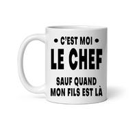 MugSmile Mug c'est moi le chef sauf quand mon fils est là papa père Tasse papa fête des pères