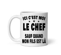 MugSmile Mug c'est moi le chef sauf quand mon fils est là père papa Tasse papa fête des pères