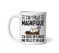 MugSmile Mug papa aigle j'ai une fille magnifique j'ai aussi un flingue une pelle et un alibi Tasse papa fête des pères