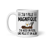 MugSmile Mug papa aigle j'ai une fille magnifique j'ai aussi un fusil une pelle et un alibi Tasse papa fête des pères