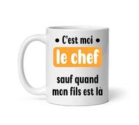 MugSmile Mug papa c'est moi le chef sauf quand mon fils est là humour père Tasse papa fête des pères