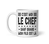 MugSmile Mug papa c'est moi le chef sauf quand mon fils est là père Tasse papa fête des pères