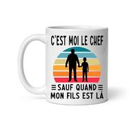 MugSmile Mug papa c'est moi le chef sauf quand mon fils est là vintage père Tasse papa fête des pères