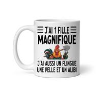 MugSmile Mug papa coq j'ai une fille magnifique j'ai aussi un flingue une pelle et un alibi Tasse papa fête des pères
