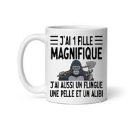 MugSmile Mug papa gorille j'ai une fille magnifique j'ai aussi un flingue une pelle et un alibi Tasse papa fête des pères