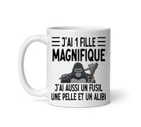 MugSmile Mug papa gorille j'ai une fille magnifique j'ai aussi un fusil une pelle et un alibi Tasse papa fête des pères