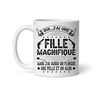MugSmile Mug papa j'ai une fille magnifique mais j'ai aussi un flingue une pelle et un alibi Tasse papa fête des pères