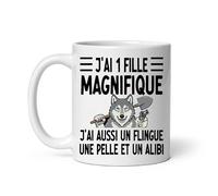 MugSmile Mug papa loup j'ai une fille magnifique j'ai aussi un flingue une pelle et un alibi Tasse papa fête des pères