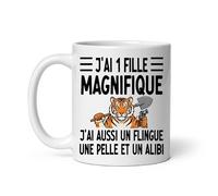 MugSmile Mug papa tigre j'ai une fille magnifique j'ai aussi un flingue une pelle et un alibi Tasse papa fête des pères