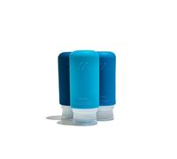 Muitomas, Bouteilles de voyage avec étui transparent, 3 bouteilles de voyage en silicone de 98 ml, boîtes de voyage pour liquides en silicone, couleur bleue