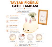 Muitomas Lampe lapin en silicone Soft Touch, lampe de chevet LED multicolore tactile, rechargeable USB-C sans fil, veilleuse pour enfants et chambre à coucher