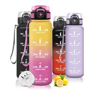 Mujigaga Gourde 1L, Bouteille Sport et Graduée, Étanche Bouteille d'eau, Gourde Motivation pour Fitness, Bureau, l'école, Yoga